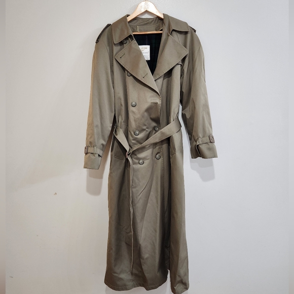 London Fog Jackets & Blazers - Vintage London For Women's trench coat, size 18 tall in military green.